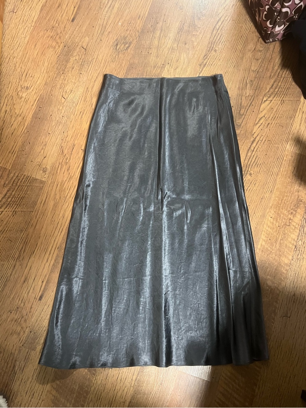 Sleek Black Satin A-Line Skirt